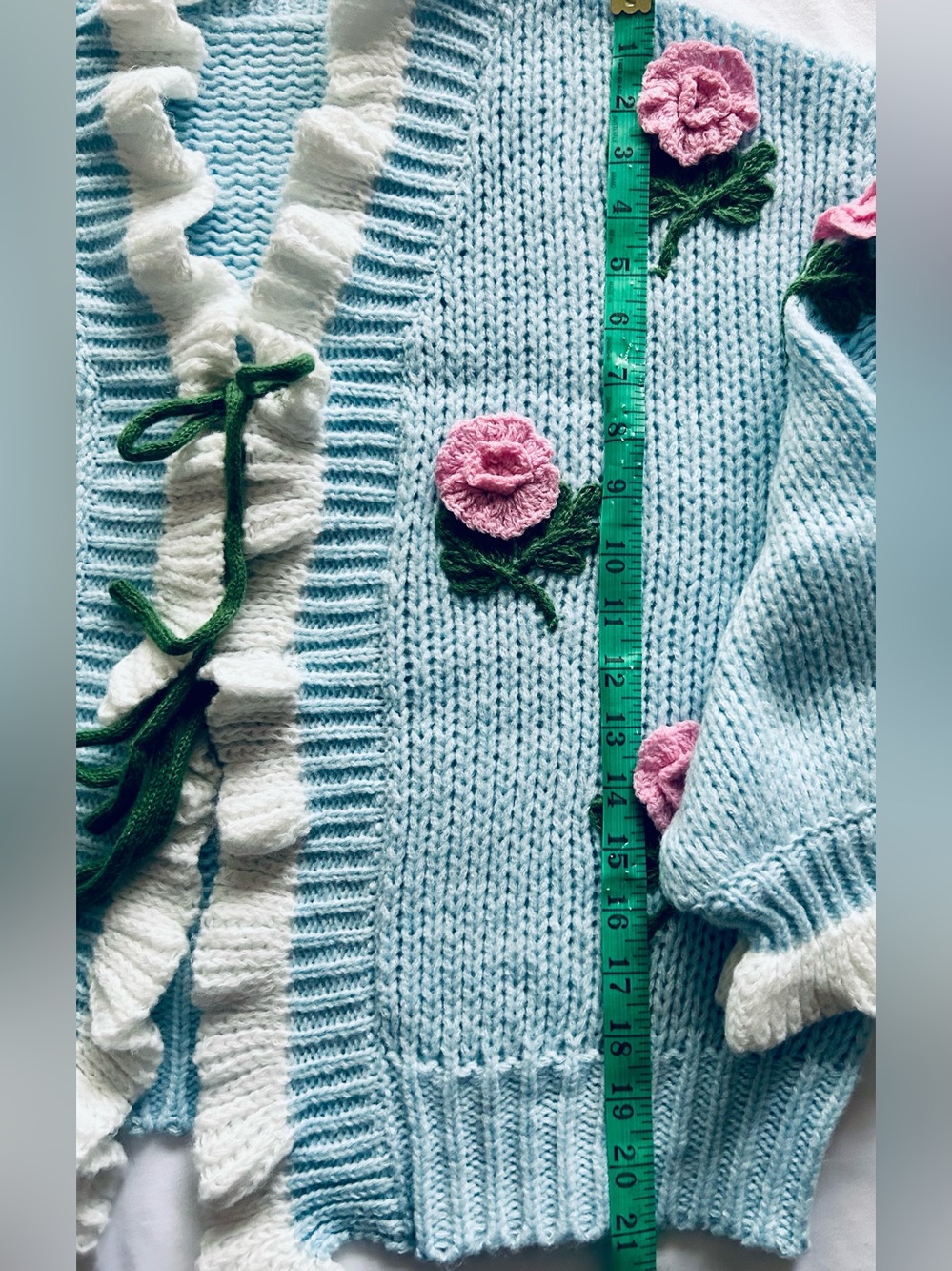 NWT - Cider Cardigan w Crocheted Accents, Frilled Edges & Tie Front - Picture 12 of 12